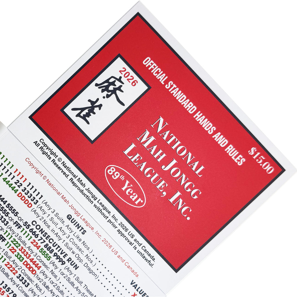 Close-up of 2026 National Mah Jongg League large print card